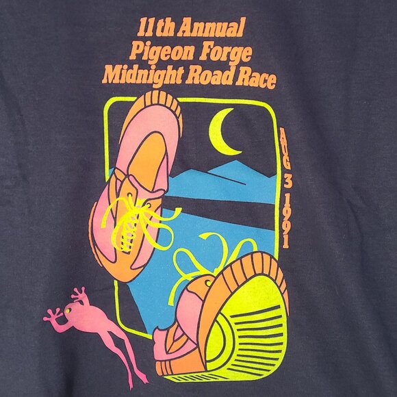 Vtg 90s Pigeon Forge Midnight Road Race/Diet Coke Blue Large Shirt SIngle Stitch - Picture 5 of 5